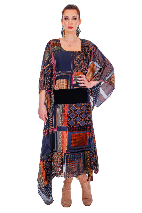 Rochie multicolora catifea